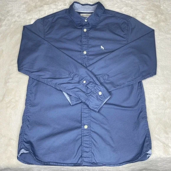 H&M LOGG Blue Cotton Long Sleeve Button-Up Shirt - Picture 10 of 11
